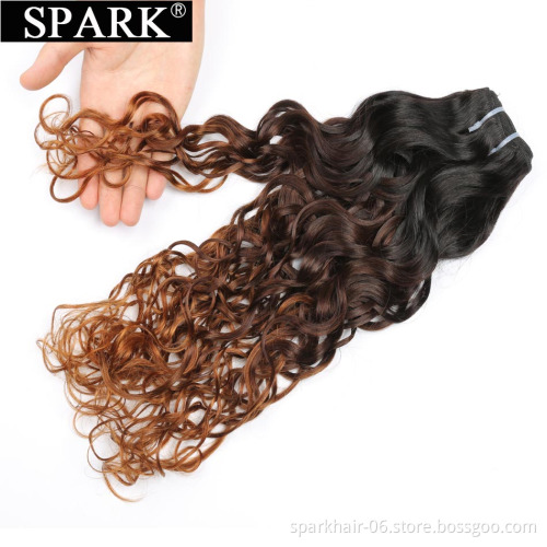 SPARK 8A water wave hair flat weft natural black virgin filipino hair 3 bundles with closures free sample hair bundles